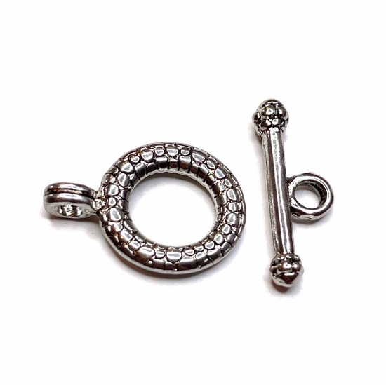 Picture of Clasp Toggle 15x10x3mm round Antiqued Silver x1 