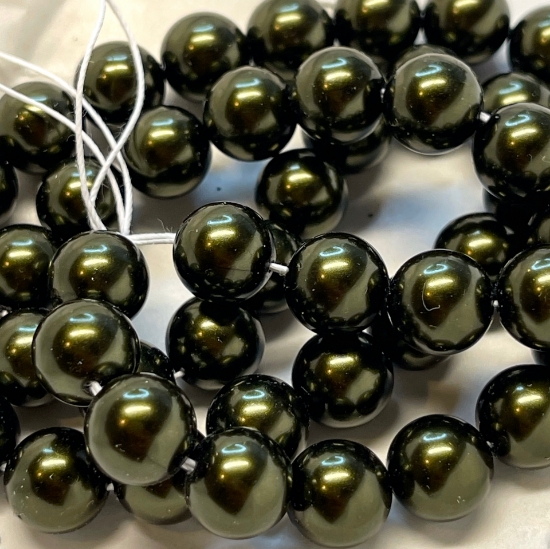 Picture of Preciosa Nacre Round Maxima 10mm Dark Green Pearl x5