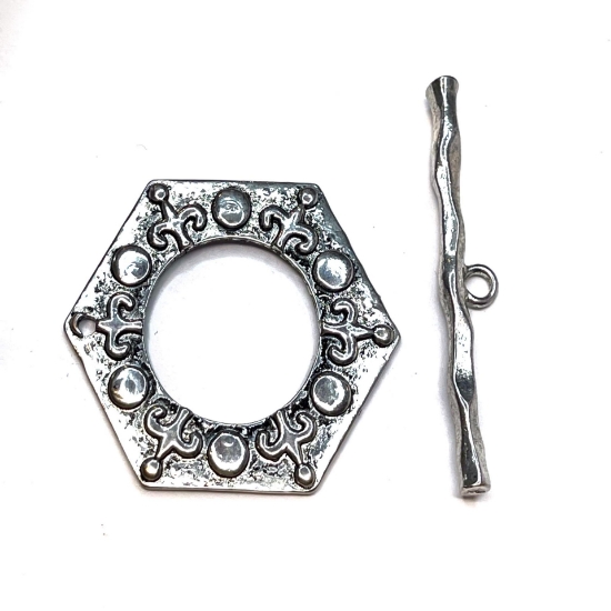 Picture of Clasp Toggle 42mm hexagon Antique Silver x1 