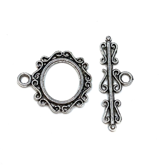 Picture of Clasp Toggle 22x25mm oval Antique Silver x1