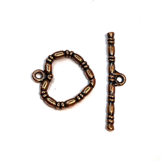 Picture of Clasp toggle 18mm heart Copper plated x1