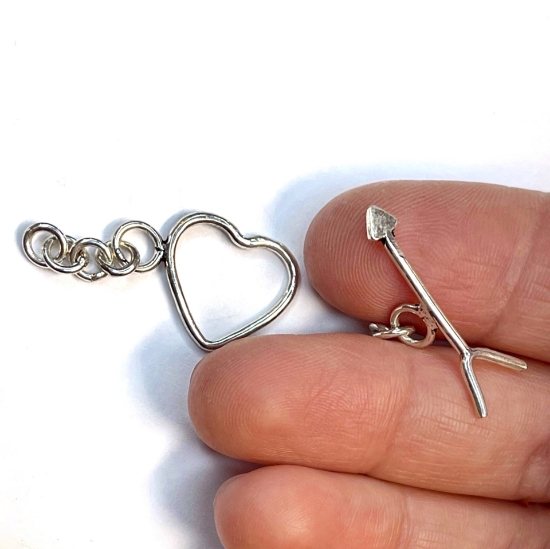 Picture of 925 Silver Toggle Clasp 16x15mm Heart and Arrow with extender x1