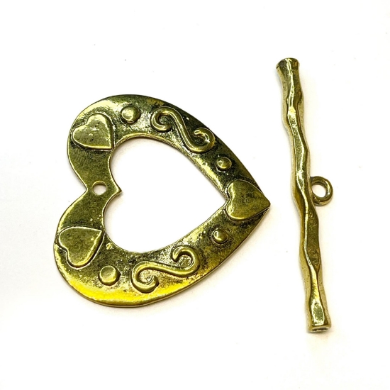 Picture of Clasp Toggle 45mm heart Antique Gold x1