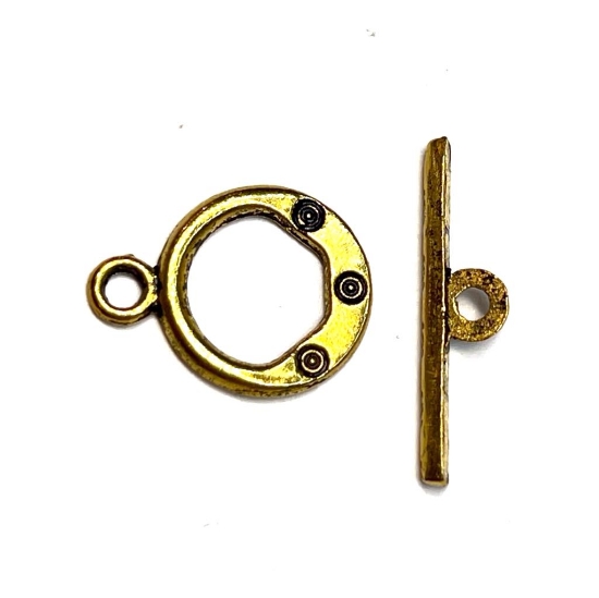 Picture of Clasp Toggle 20x15mm round Antique Gold x1