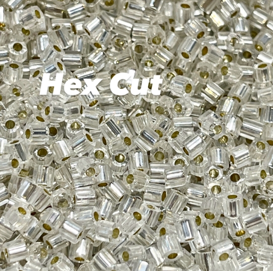 Picture of Miyuki Rocaille  8/0 Hex Cut 1 Silver Lined Crystal x10g