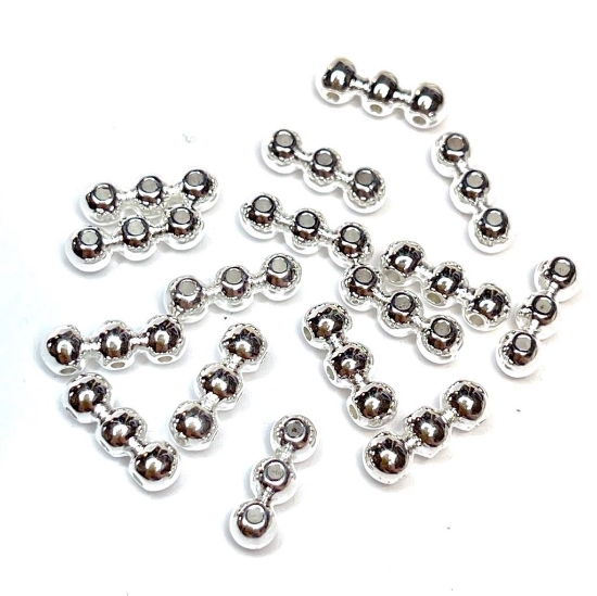 Picture of Spacer Metal Bead 12x4mm 3-hole Silver Plated x1 