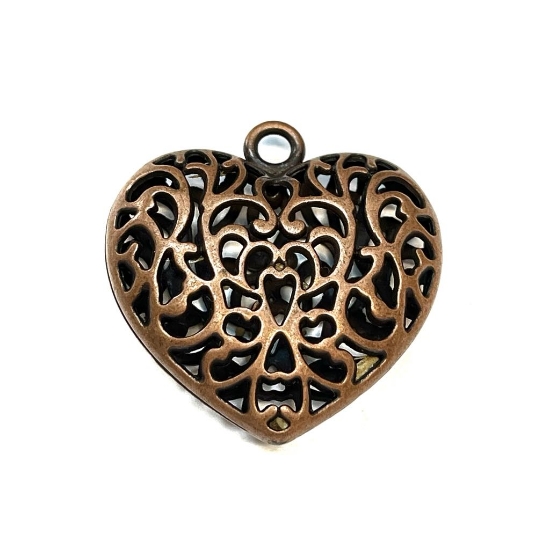 Picture of Filigree Heart 35mm Antique Copper x1