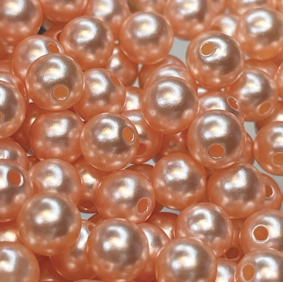 Picture of Acrylic Beads 8mm round Peach Pearl x100