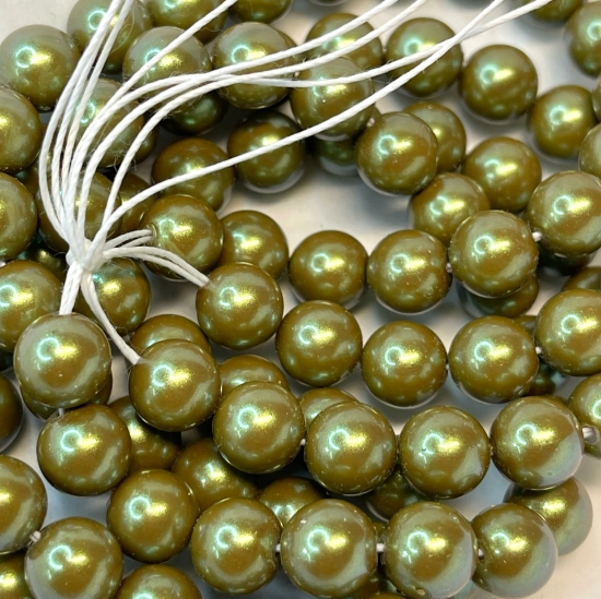 Picture of Preciosa Nacre Round Maxima 8mm Pearlescent Khaki x10