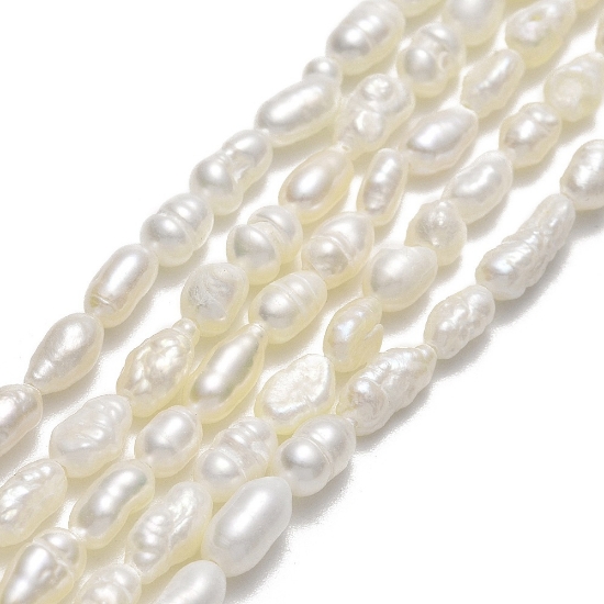 Picture of Pearl Cultured Freshwater Rice 4x6mm hole 0,5mm x35cm 