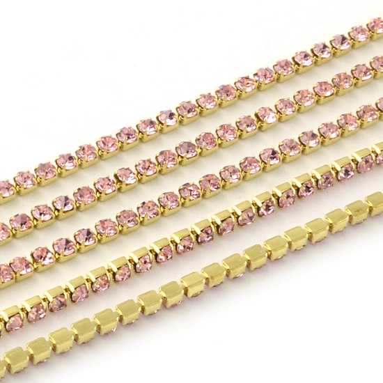 Picture of Strass Brass Chain 2.2mm raw brass  - Light Rose  x1m