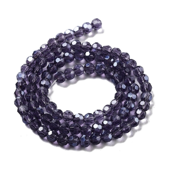 Picture of Faceted Rondelle Glass bead 4mm Lavender Pearl Luster x85 