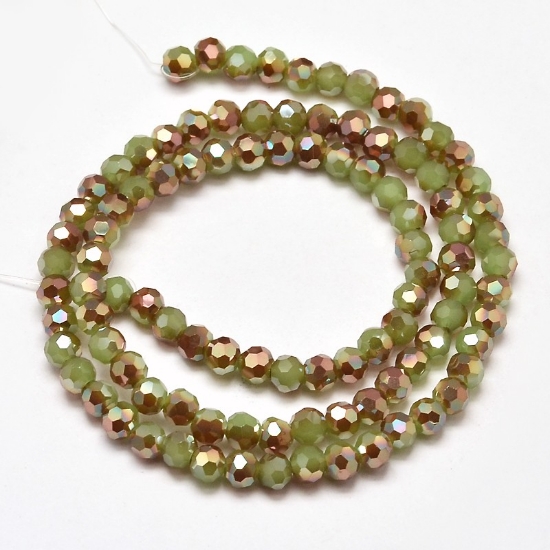 Picture of Faceted Rondelle Glass bead 4mm Jade AB x85 