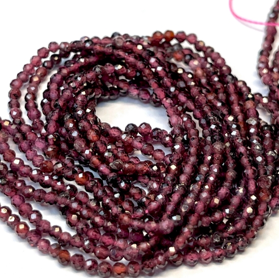 Picture of Garnet bead 2mm faceted round x38cm