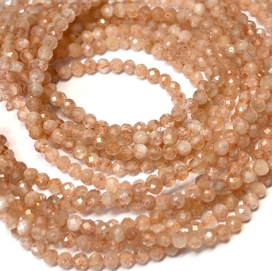 Picture of Sunstone bead 2mm faceted round x38cm