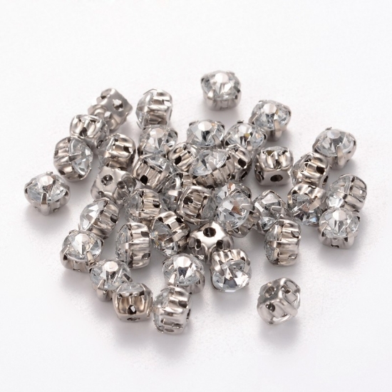 Picture of Sew-On Acrylic Rhinestones 5mm with Brass setting Crystal x100