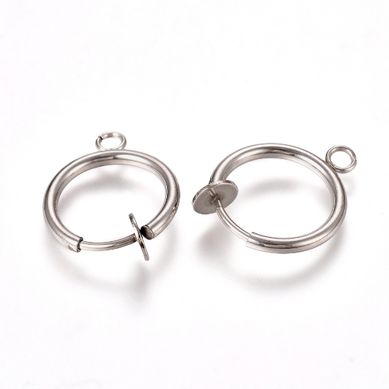 Picture of Stainless Steel Clip-on Hoop 12mm For Non-pierced Ears w/ Loop x2