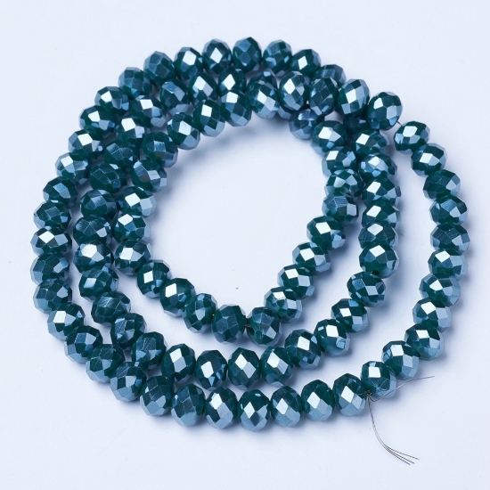 Picture of Faceted Rondelle 5x6mm Dark Green Pearl x38cm