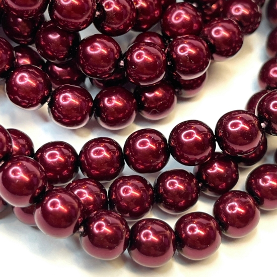 Picture of Czech Glass Pearls 8mm Burgundy x75