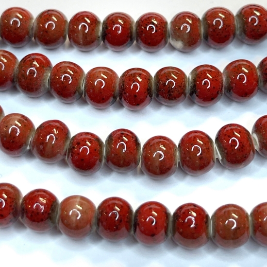 Picture of Porcelain bead 6mm round Dark Red x32cm 