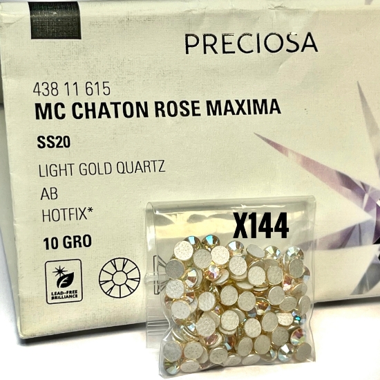 Picture of Preciosa Chaton Rose Maxima SS20 - 4,8mm Light Gold Quartz AB HotFix x144