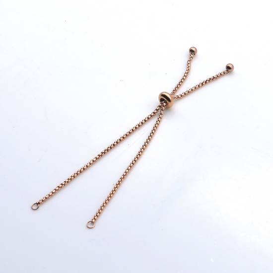 Picture of Stainless Steel Partially Finished Adjustable Slider Clasp Bracelet Rose Gold x1