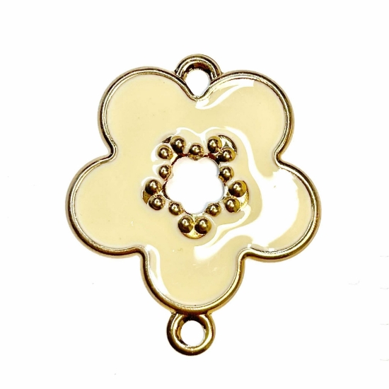 Picture of Link Epoxy 40x34mm White Flower Gold Plated x1