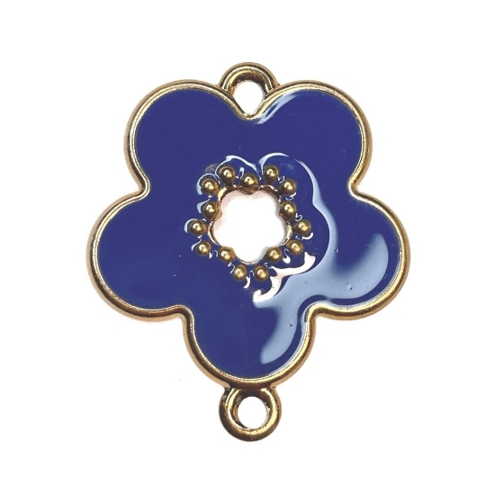 Picture of Link Epoxy 40x34mm Sapphire Flower Gold Plated x1