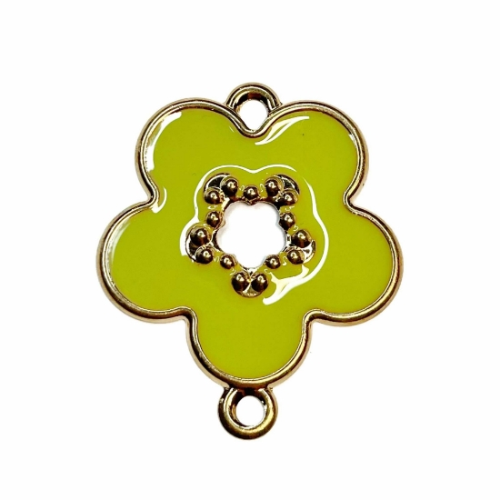 Picture of Link Epoxy 40x34mm Lime Flower Gold Plated x1