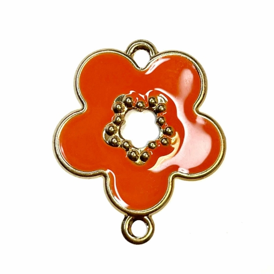 Picture of Link Epoxy 40x34mm Orange Flower Gold Plated x1