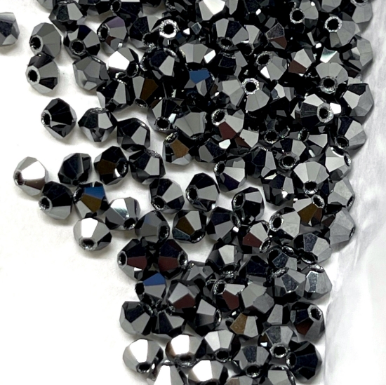 Picture of Preciosa Bead Rondell 3mm Jet Hematite Full x100