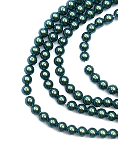 Picture of Preciosa Nacre Round Maxima 10mm Pearlescent Peacock Green Pearl x5 