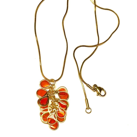 Picture of Drop Cluster 32x16mm Gold Plated Orange x1