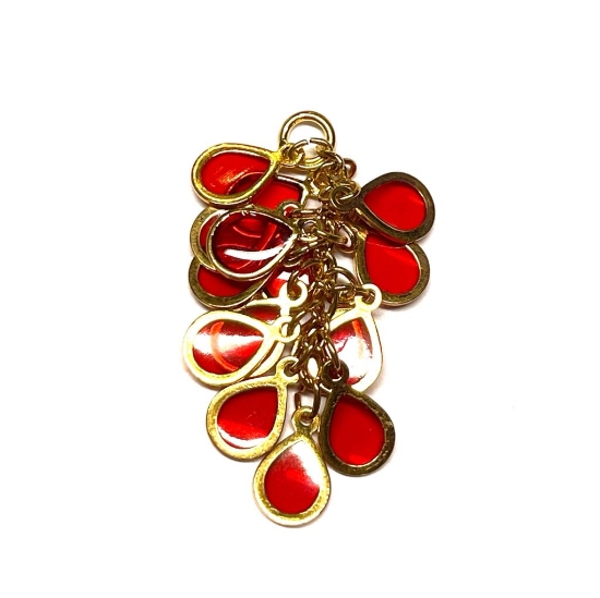 Picture of Drop Cluster 32x16mm Gold Plated Red x1