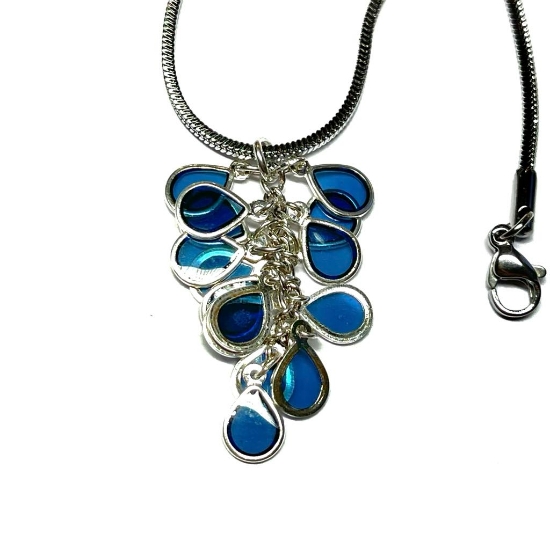 Picture of Drop Cluster 32x16mm Silver Plated Blue x1