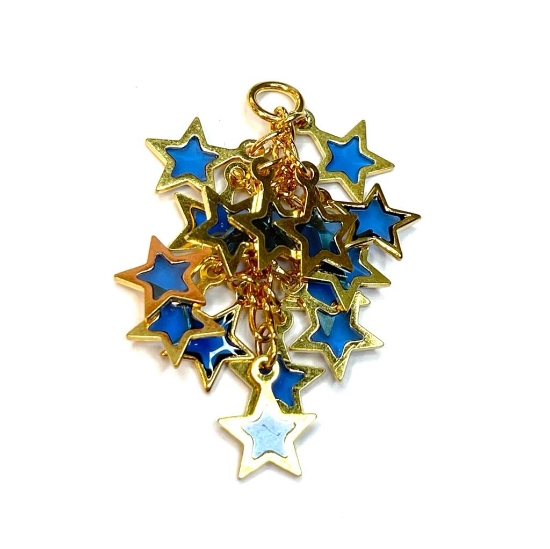 Picture of Star Cluster 32x16mm Gold Plated Blue x1