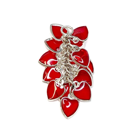 Picture of Heart Cluster 32x16mm Silver Plated Red x1