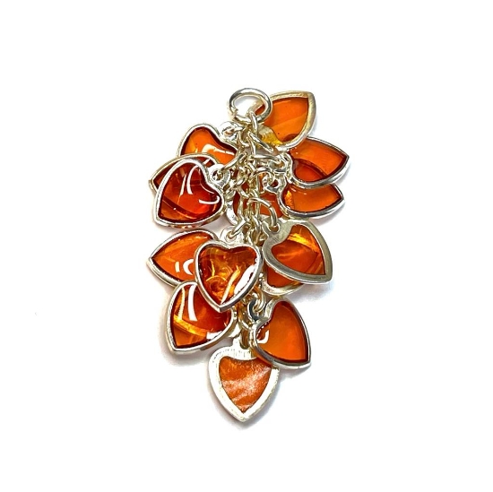 Picture of Heart Cluster 32x16mm Silver Plated Orange x1