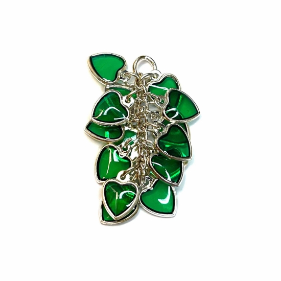 Picture of Heart Cluster 32x16mm Silver Plated Emerald x1