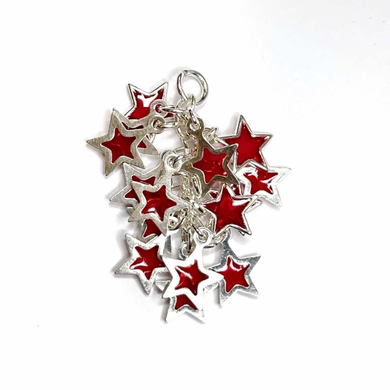 Picture of Star Cluster 32x16mm Silver Plated Red x1