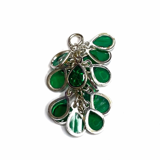 Picture of Drop Cluster 32x16mm Silver Plated Emerald x1 