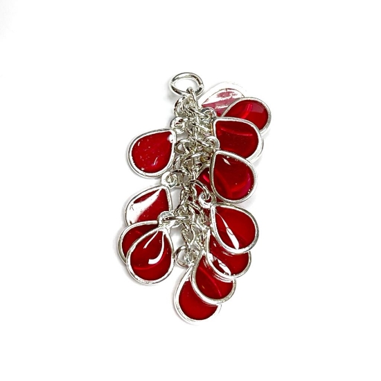 Picture of Drop Cluster 32x16mm Silver Plated Red x1 