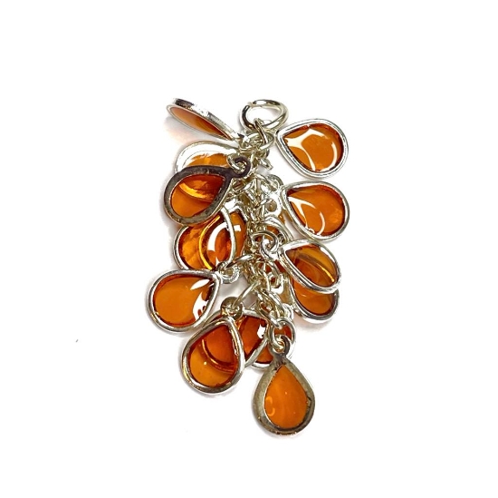 Picture of Drop Cluster 32x16mm Silver Plated Orange x1