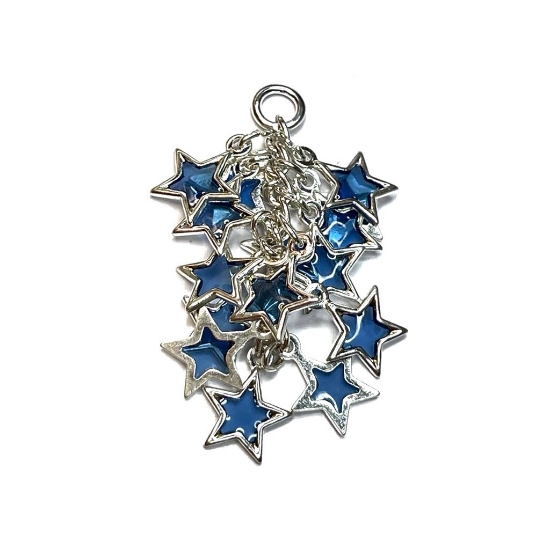 Picture of Star Cluster 32x16mm Silver Plated Blue x1