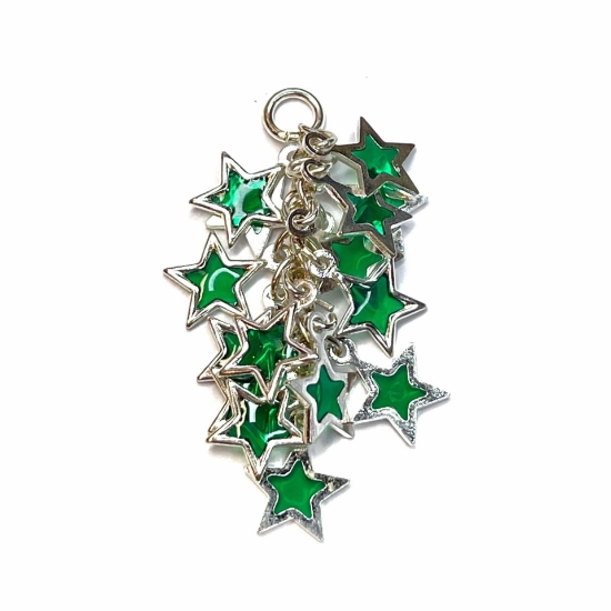 Picture of Star Cluster 32x16mm Silver Plated Emerald x1