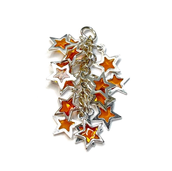 Picture of Star Cluster 32x16mm Silver Plated Orange x1 