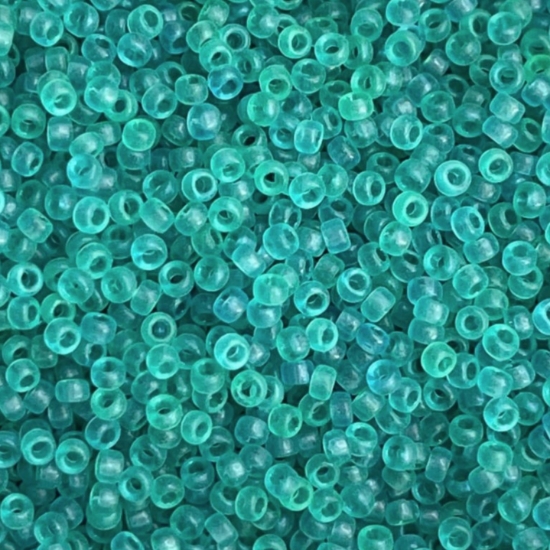 Picture of Miyuki Seed Beads 15/0 1614 Dyed Semi-Frosted Transparent Aqua x10g