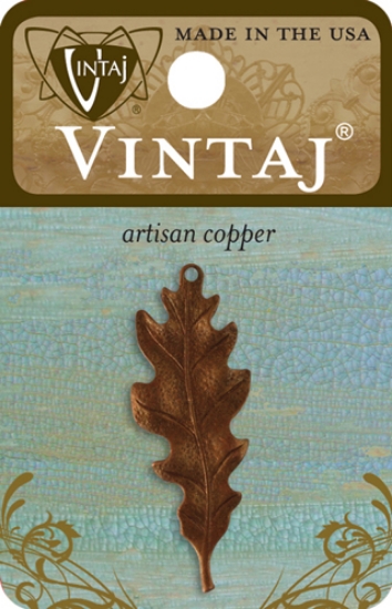 Picture of Vintaj Pendant Taliesin Leaf  39x15mm Artisan Copper x1