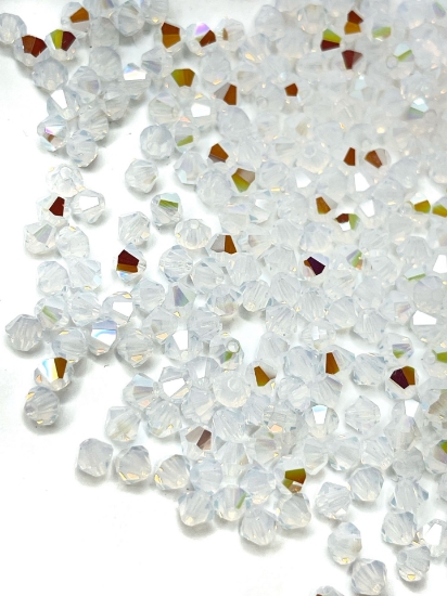 Picture of Preciosa Bead Rondell 6mm White Opal Glitter x12