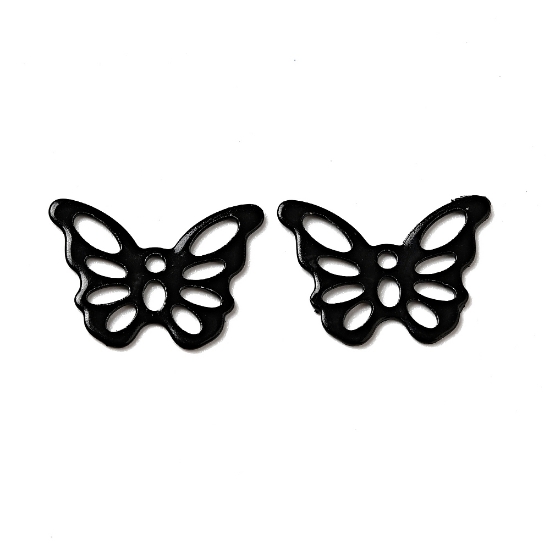 Picture of Stainless Steel Charm Butterfly 15x10mm Black x10